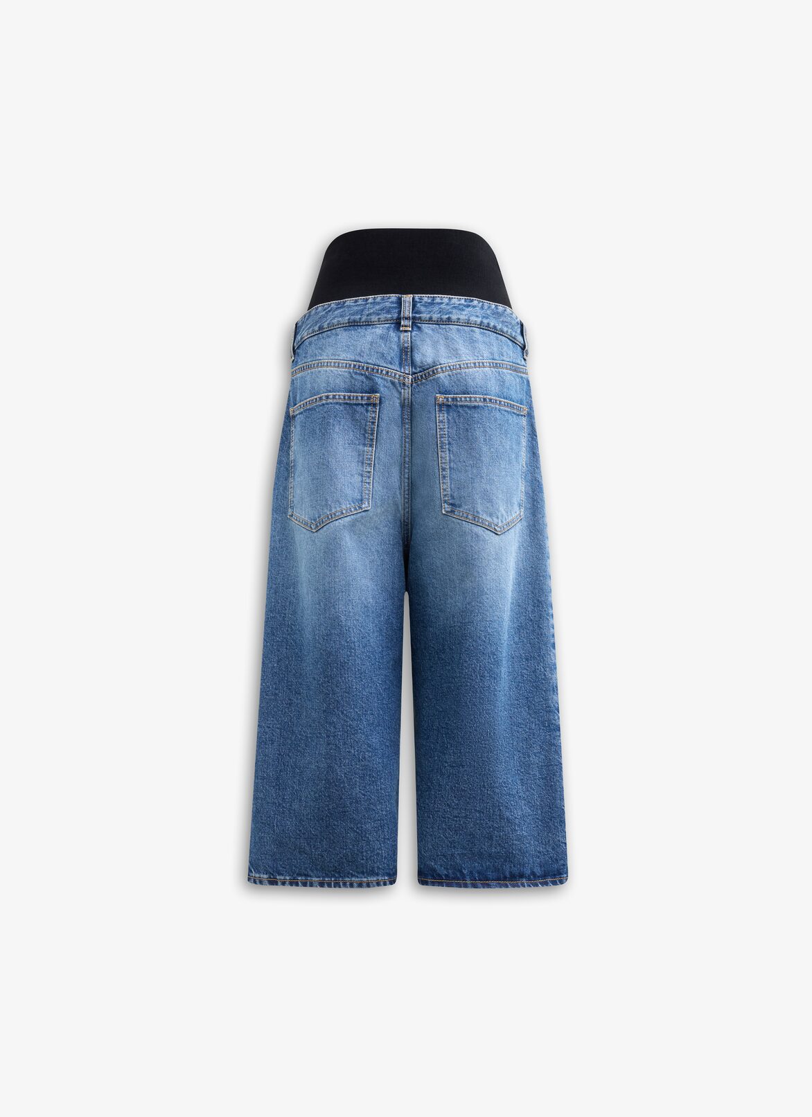 DENIM BERMUDA SHORTS WITH KNITTED WAISTBAND ALAÏA BLEU VINTAGE DENIM BERMUDA SHORTS WITH KNITTED WAISTBAND